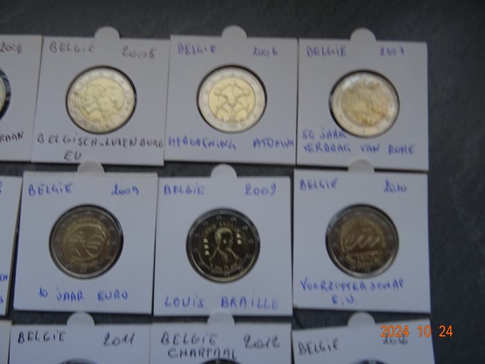 Belgien. 2 Euro 2002/2024 (20 stuks)  (Ingen mindstepris)