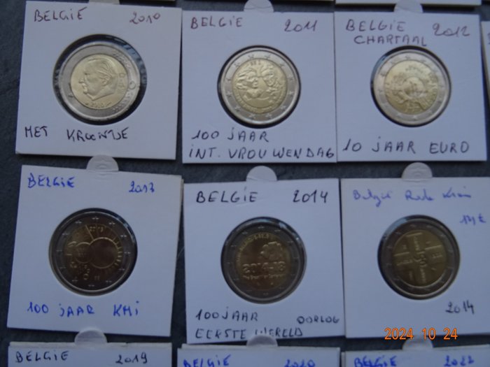 Belgien. 2 Euro 2002/2024 (20 stuks)  (Ingen mindstepris)