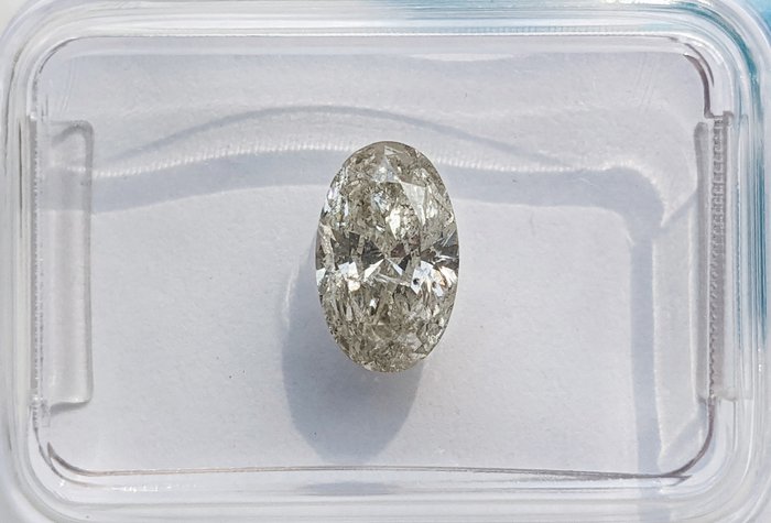 Ingen mindstepris - 1 pcs Diamant  (Naturfarvet)  - 1.00 ct - Oval - Faint Grå - I1 - International Gemological Institute (IGI)