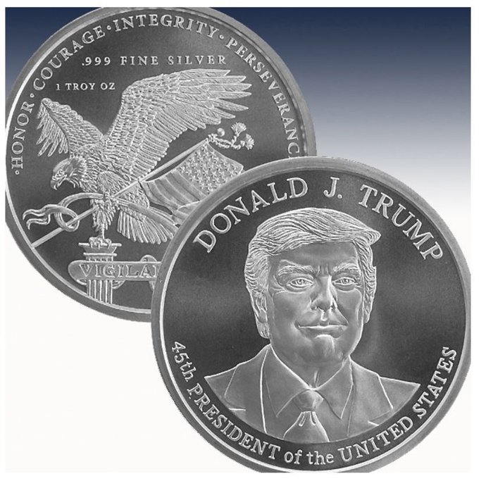 Förenta staterna. Silver bar President Donald J. Trump , 1 Oz (.999)  (Ingen mindstepris)