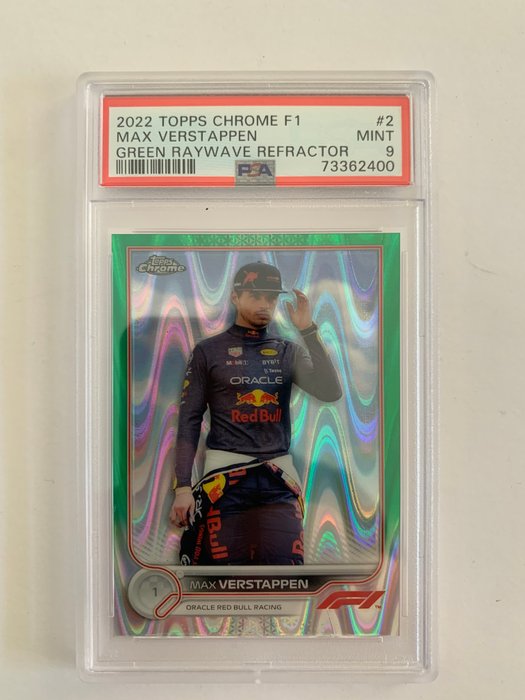 2022 - Topps - Chrome F1 - Max Verstappen - #2 Green Raywave Refractor /99 - 1 Graded card - PSA 9