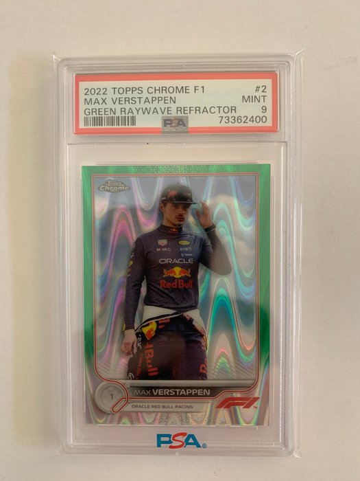 2022 - Topps - Chrome F1 - Max Verstappen - #2 Green Raywave Refractor /99 - 1 Graded card - PSA 9