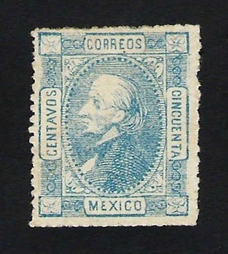 Mexico 1872 - Miguel Hidlgo 50c blå farvefejl - Yvert Tellier N. 52c