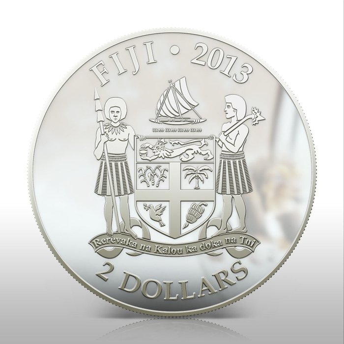 Fiji 2 Dollars 2013 My Best Friend - Basset Hound - With Gem Stone 1 Oz (999)  (Ingen mindstepris)