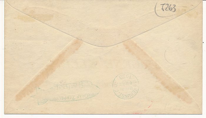 Tyske Kejserrige 1930 - Zeppelin-luftskib LZ 127 - til 1 Sydamerika-flyvning med fotocertifikat fra Sorani - und hochwertiger Frankatur von 2 RM - 4 RM (2)  Michel Nr 438/439