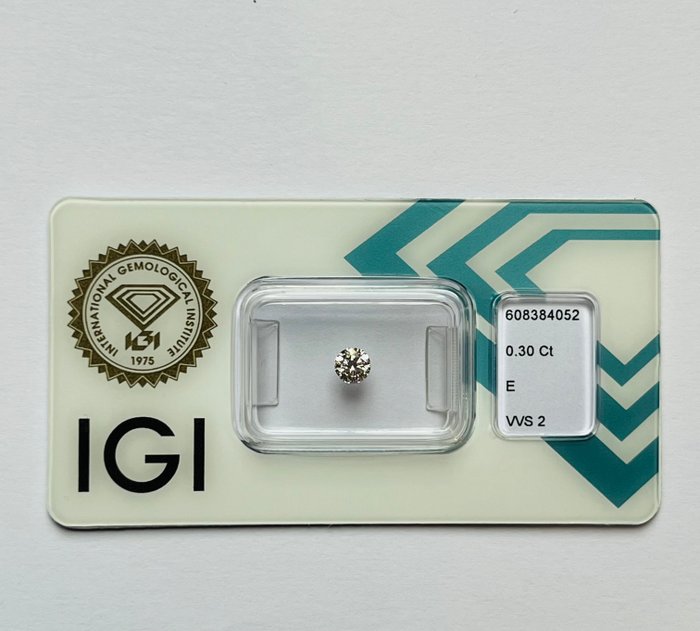 1 pcs Diamant  (Natur)  - 0.30 ct - Rund - E - VVS2 - International Gemological Institute (IGI) - Ex Ex Ex