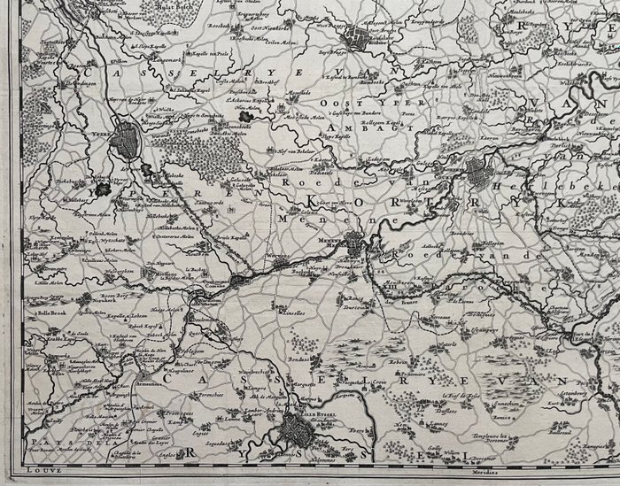 Belgien - Flandern Ypres Dixmuide Kortrijk Oudenaarde Gent Lille; Nicolaes Visscher - Flandriae comitatus pars media  - 1681-1700