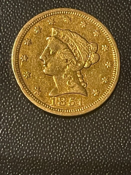 Förenta staterna. Liberty Head $2.50 Gold Quarter Eagle 1851  (Ingen mindstepris)