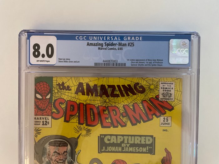 Amazing Spider-Man #25 - 1st Cameo Appearance of Mary Jane Watson Professor Spencer Smythe  Spider-Slayer - CGC 80 - 1 Graded comic