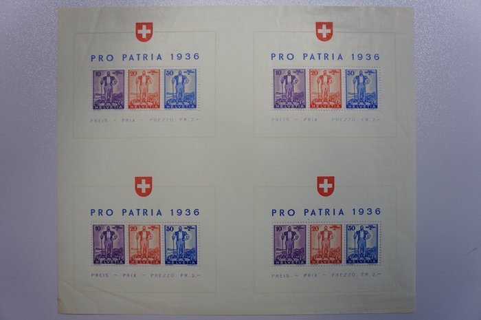 Schweiz 1936 - Pro Patria "Wehranleiheblock" // Zst Nr W8a - Katalogværdi 600CHF ++++ - Zumstein