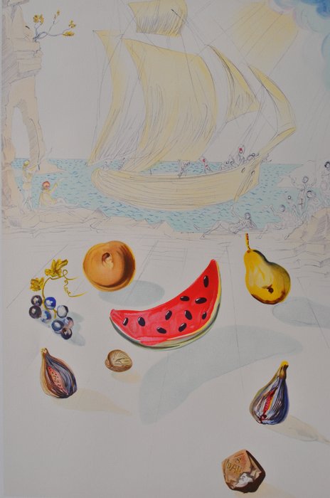 Salvador Dali (1904-1989) - Bateaux et Fruits