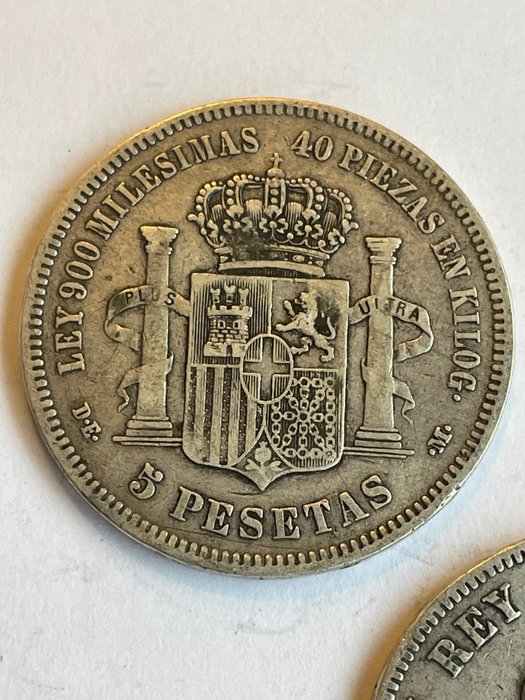 Spanien. Amadeo I (1871-1873). 5 Pesetas 1871 (3 monedas)  (Ingen mindstepris)