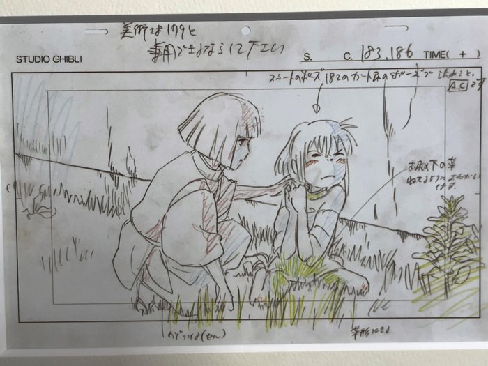 Hayao Miyazaki - 2 "Spirited Away" 千と千尋の神隠し Indrammede print af layouts - Studio Ghibli - 2008