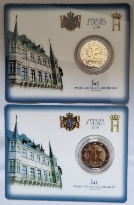 Luxembourg. 2 Euro 2019 "Stemrecht" + "Charlotte" (2 coincards)  (Ingen mindstepris)