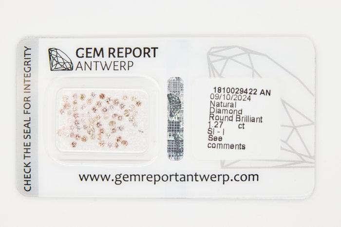 Ingen mindstepris - 64 pcs Diamant  (Natur)  - 1.27 ct - Rund - I1, I2, I3, SI1, SI2 - Gem Report Antwerp (GRA) - INGEN RESERVEPRIS