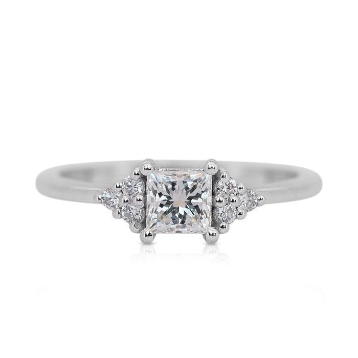 Ring - 14 karat Hvidguld -  061ct tw Diamant (Natur) - Diamant