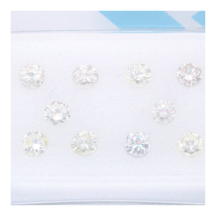 Ingen mindstepris - 10 pcs Diamant  (Natur)  - 0.80 ct - Rund - M - I1, SI2 - International Gemological Institute (IGI)