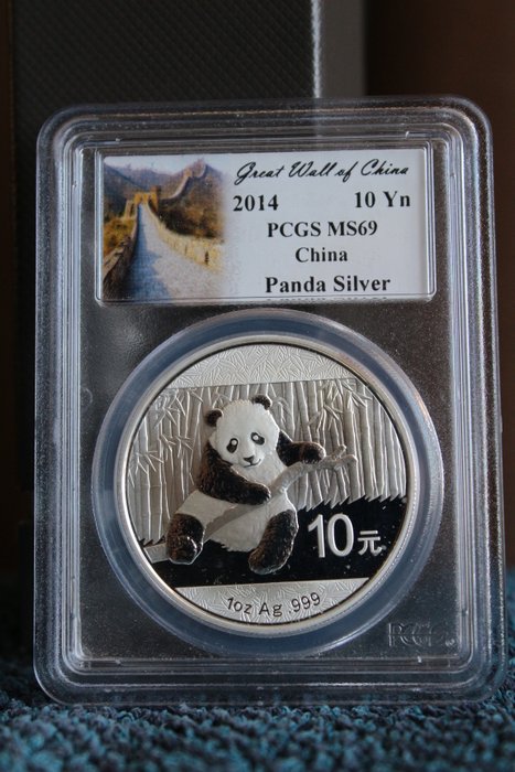 Kina 10 Yuan 2014 Panda 1 Oz (999) - MS69  (Ingen mindstepris)