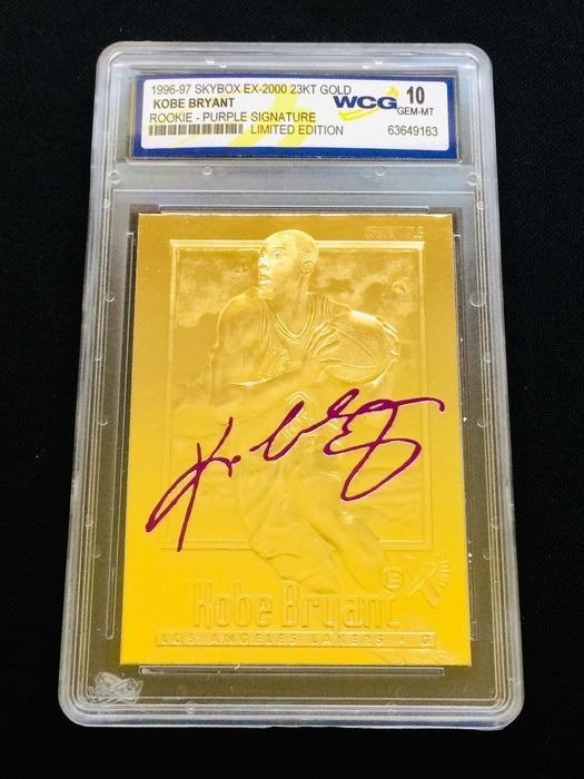 1996/97 Skybox EX-2000 - 23KT Gold Kobe Bryant Rookie - Purple Signature - Limited Edition WCG 10 - 1 Graded card