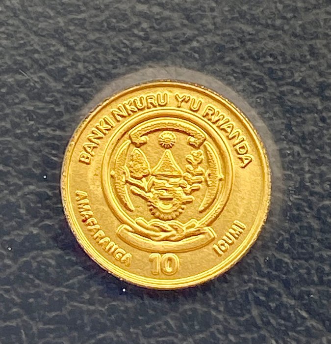 Rwanda 10 FRW 2015  Indian Head oro 1/200 Oz (999)  (Ingen mindstepris)