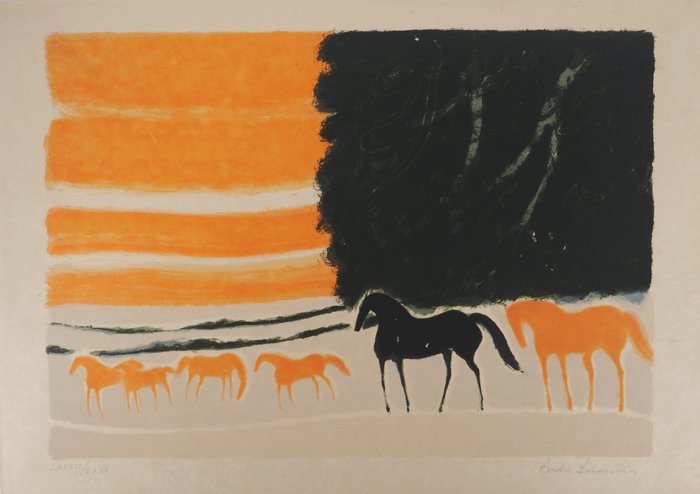 André Brasilier (1929) - Chevaux au crépuscule