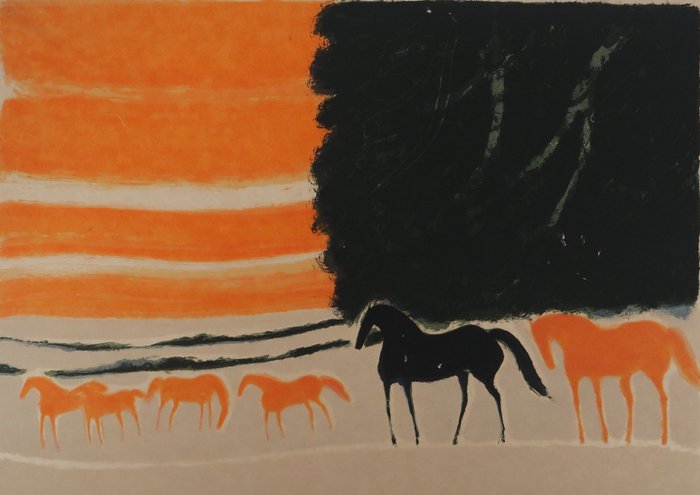 André Brasilier (1929) - Chevaux au crépuscule