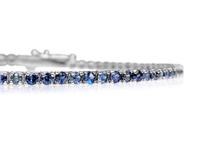 Armbånd - 14 karat Hvidguld -  3.00ct. tw. Safir - IGI