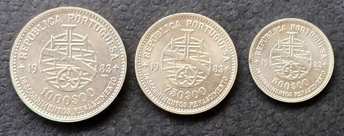 Portugal. 5 moedas Prata 1968/1986  (Ingen mindstepris)