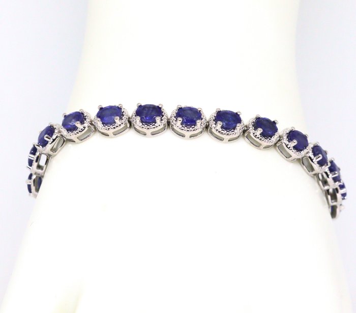 Ingen mindstepris - Armbånd Sølv -  9.20ct. tw. Safir