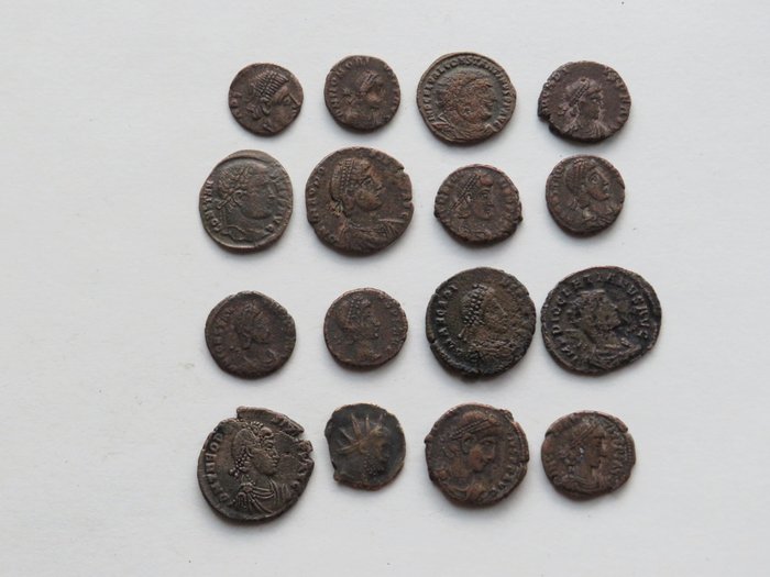 Romarriket Lot of 16 Æ coins 3rd-4th centuries AD  (Ingen mindstepris)