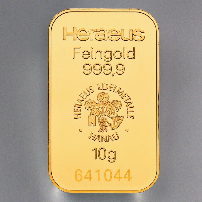 10 gram - Guld 999 - Heraeus, Germany - Forseglet  Med certifikat