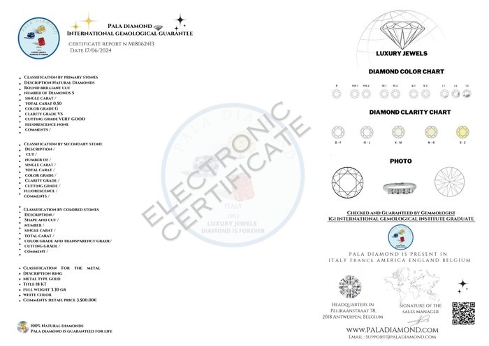 Pala Diamond - Ring - 18 kraat Hvidguld -  0.50ct. tw. Diamant (Natur)