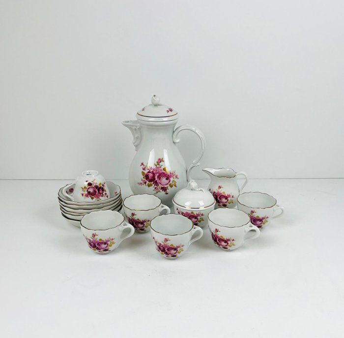 Meissen - Kaffeservice (15) - (NO RESERVE) - Porcelæn - Service 6 personer