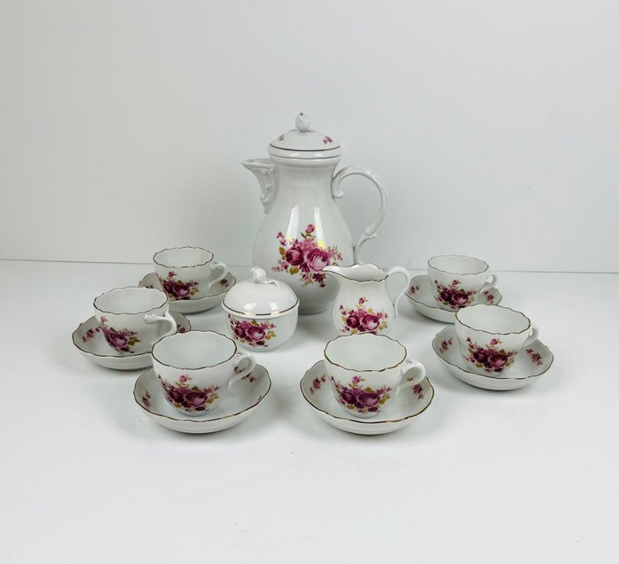 Meissen - Kaffeservice (15) - (NO RESERVE) - Porcelæn - Service 6 personer