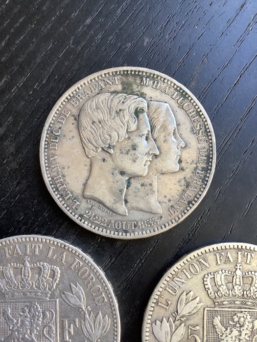 Belgien. Leopold 1.. 5 Francs 1849-1853  (Ingen mindstepris)