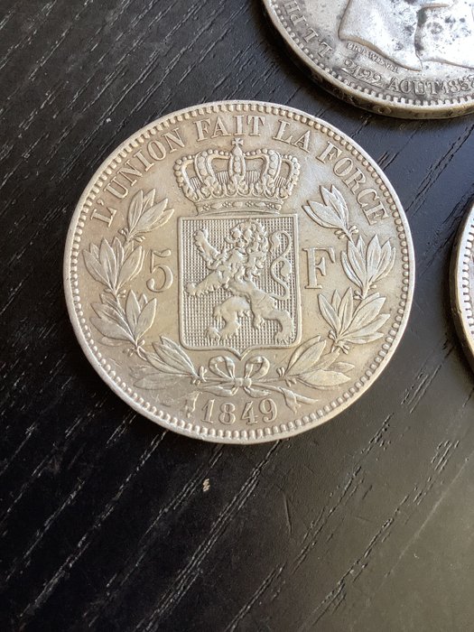 Belgien. Leopold 1.. 5 Francs 1849-1853  (Ingen mindstepris)