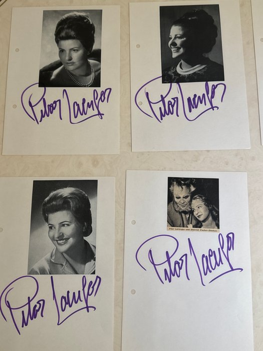 Pilar Lorengar (1928-1996) Spanish Sopran - 2 photo cards and 6 mounted photos with autograph sigatures of the diva - 1968