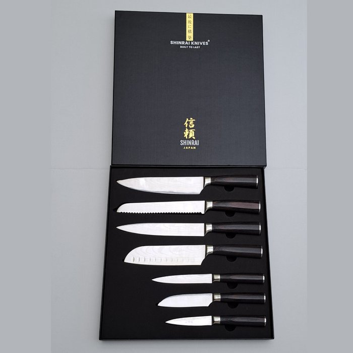 Shinrai Japan - 7 Piece professional knives set - Stainless Steel - Køkkenkniv - Rustfrit stål - Japan