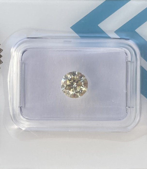 Ingen mindstepris - 1 pcs Diamant  (Natur)  - 0.93 ct - Rund - SI2 - International Gemological Institute (IGI) - Fancy Grøn Gul