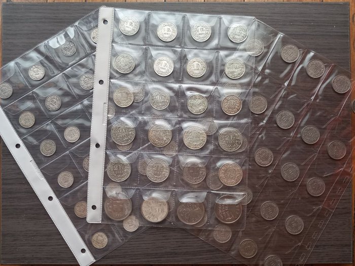 Schweiz Lot of 73x Swiss coins mostly silver 1914 - 1979  (Ingen mindstepris)