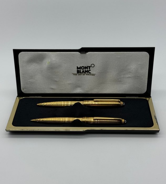 Montblanc - Set pen  pencil Meistertuck Solitaire silver 925 Gold Plated *with box* - Pennesæt