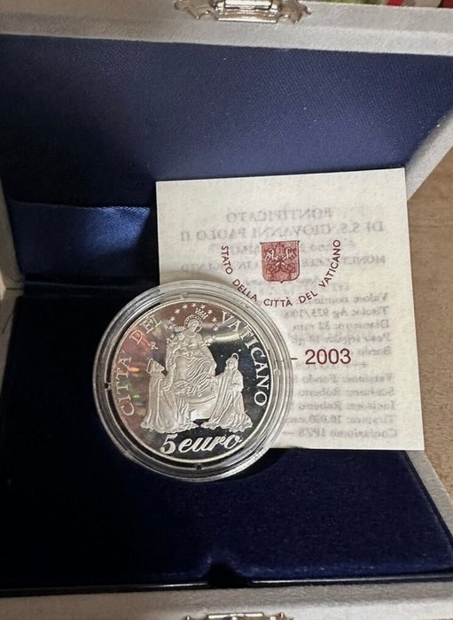 Vatikanstaten. 5 Euro 2003 "Anno del Rosario" Proof  (Ingen mindstepris)