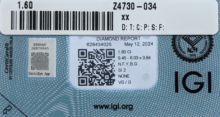 Ingen mindstepris - 1 pcs Diamant  (Naturfarvet)  - 1.60 ct - Pære - Fancy Brunlig, Gullig Grøn - SI2 - International Gemological Institute (IGI)