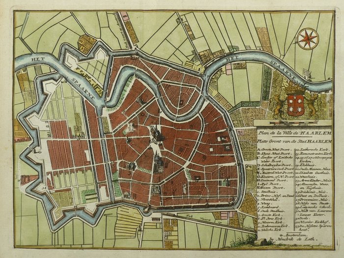 Holland - Haarlem; Hendrik de Leth - Plan de la Ville de Haarlem - 1740