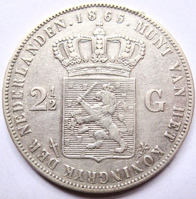 Holland. Willem III. 2-1/2 Gulden 1865  (Ingen mindstepris)