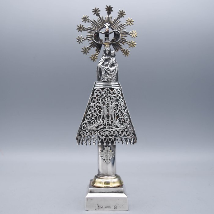 Pascual - Skulptur, Virgen del Pilar - 20.5 cm - .925 sølv - 1861