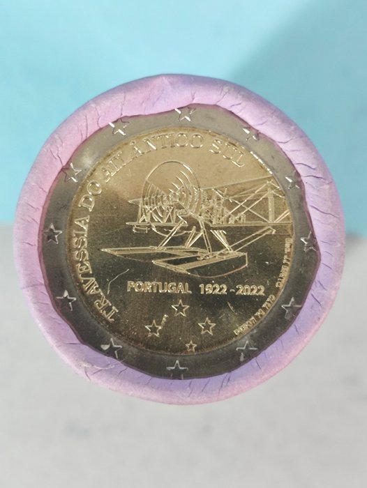 Portugal. 2 Euro 2022 "Volo transatlantico" (25 monete in rotolino)  (Ingen mindstepris)