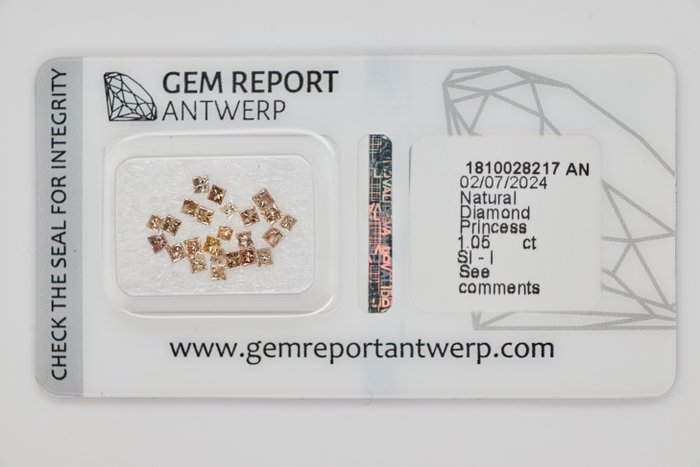 Ingen mindstepris - 24 pcs Diamant  (Naturfarvet)  - 105 ct Blandet brun - I3 SI1 - Gem Report Antwerp (GRA)