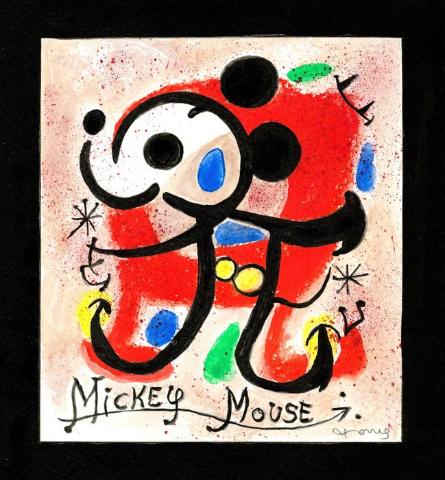 Tony Fernandez - Mickey Mouse Inspired by Joan Miró's 'Le Lézard aux Plumes d'Or' (1971) – Original Artwork