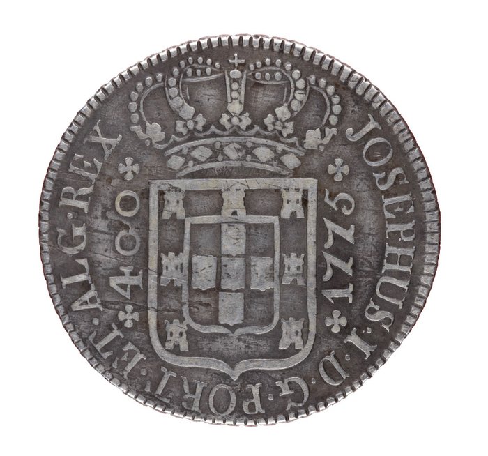 Portugal. D. José I (1750-1777). Cruzado Novo (480 Reis) 1775 - Coroa s/Pedúnculos - Cruz Singela - Rara